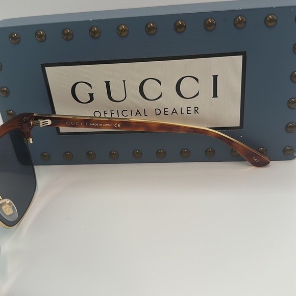 New Authentic Gucci GG0382S Sunglasses Havana/Blue Men Sunglasses - Picture 16 of 17